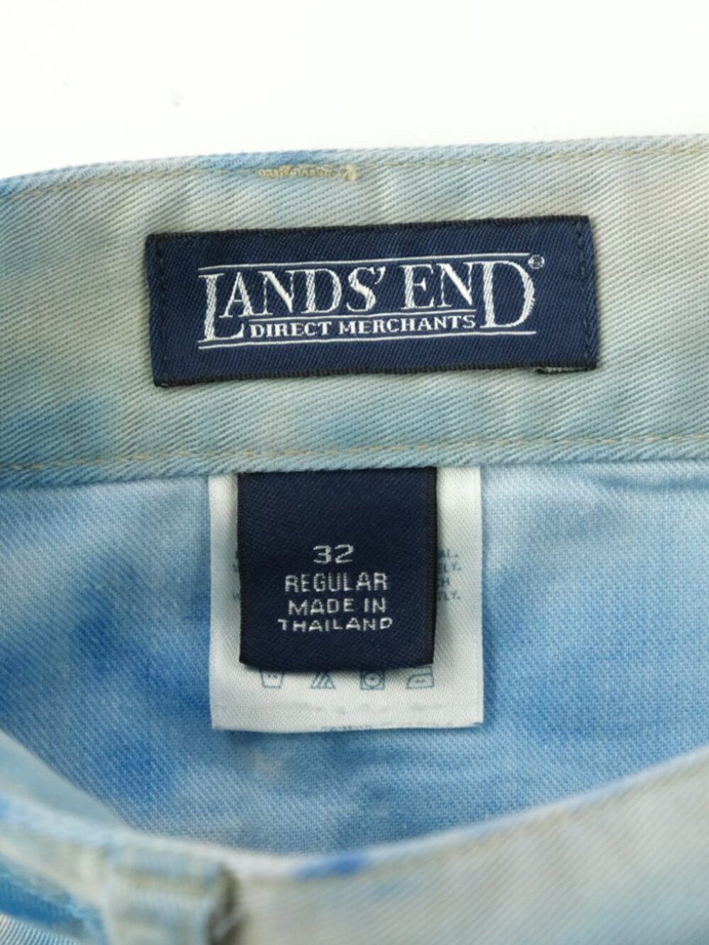 Vintage Lands End Chino Pants Mens 32x32 Blue Relaxed Fit Chino Custom Tie Dye - Picture 3 of 7